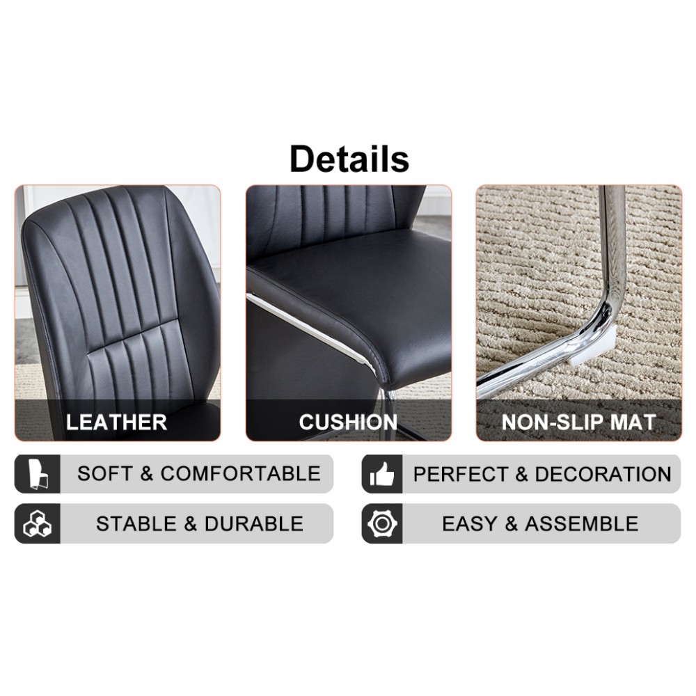 4 dining chairs made of PU material, featuring high backrests and legs