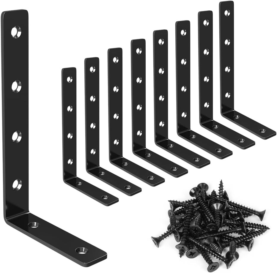 8 Pack Shelf Bracket, 5″ X 3″ L Brackets for Shelves, Heavy Duty Stainless Steel