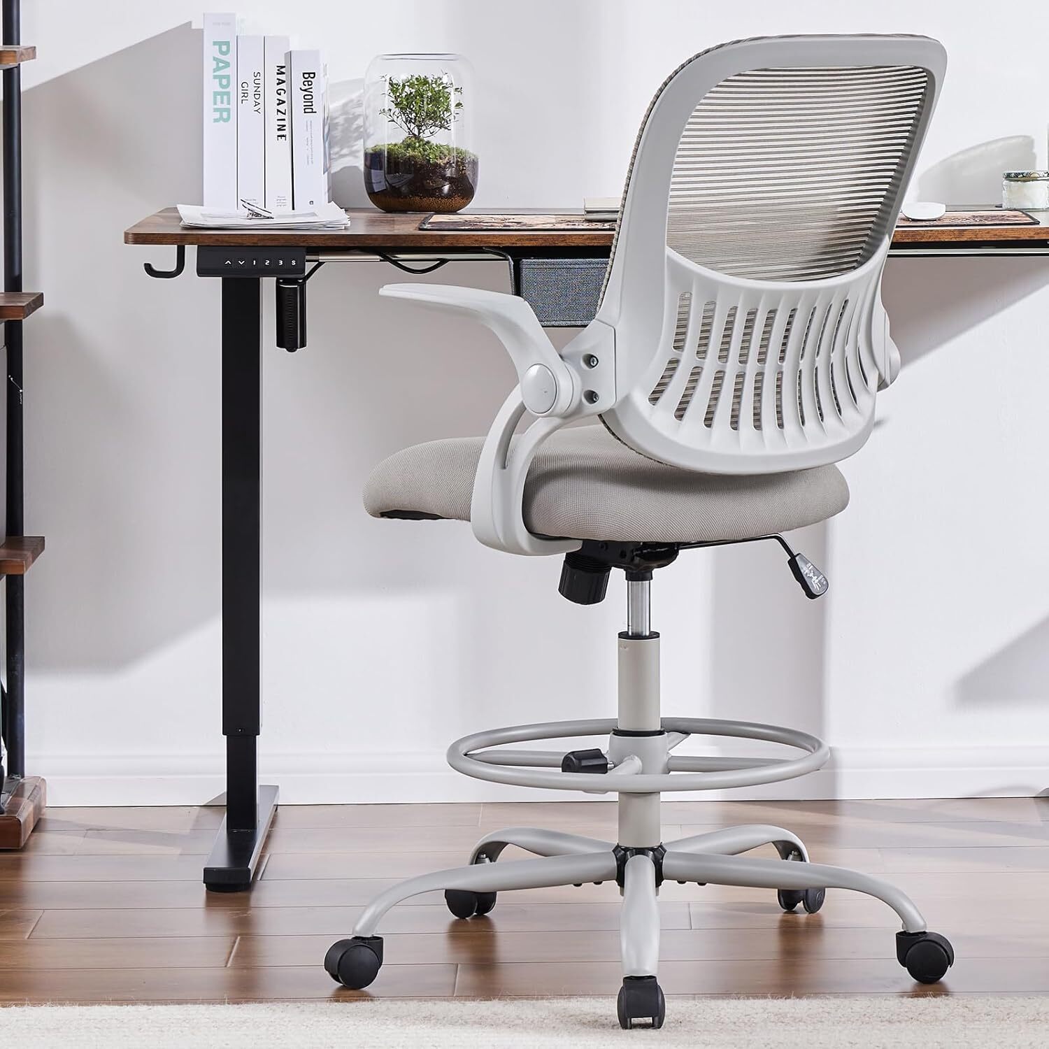 Adjustable Drafting Chair Home Office Tall Computer Standing Desk Task Chair