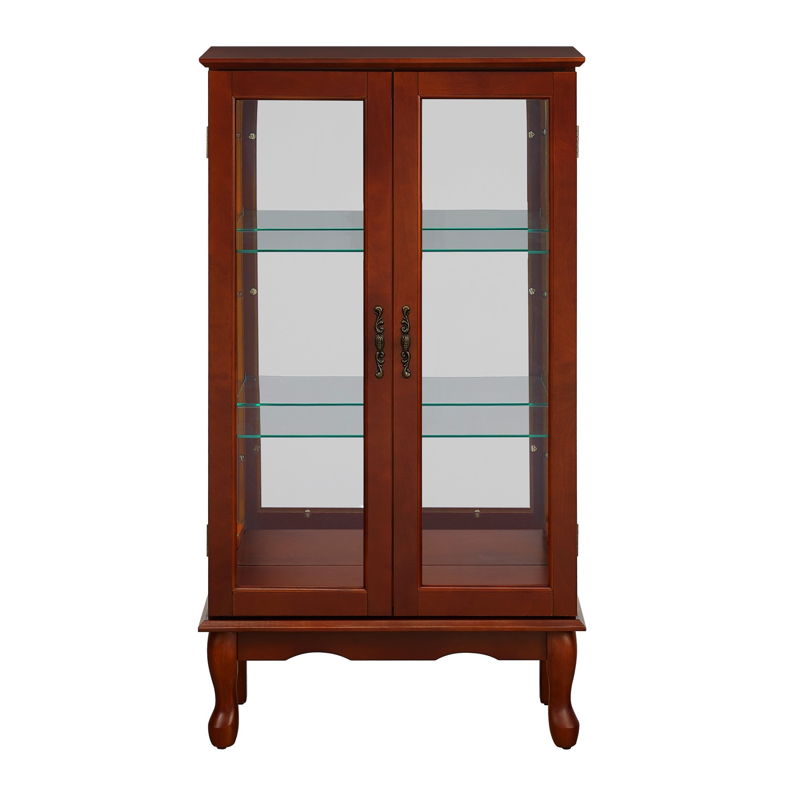 Curio Cabinet Lighted Curio Diapaly Cabinet with Shelves and Mirrored Back Panel