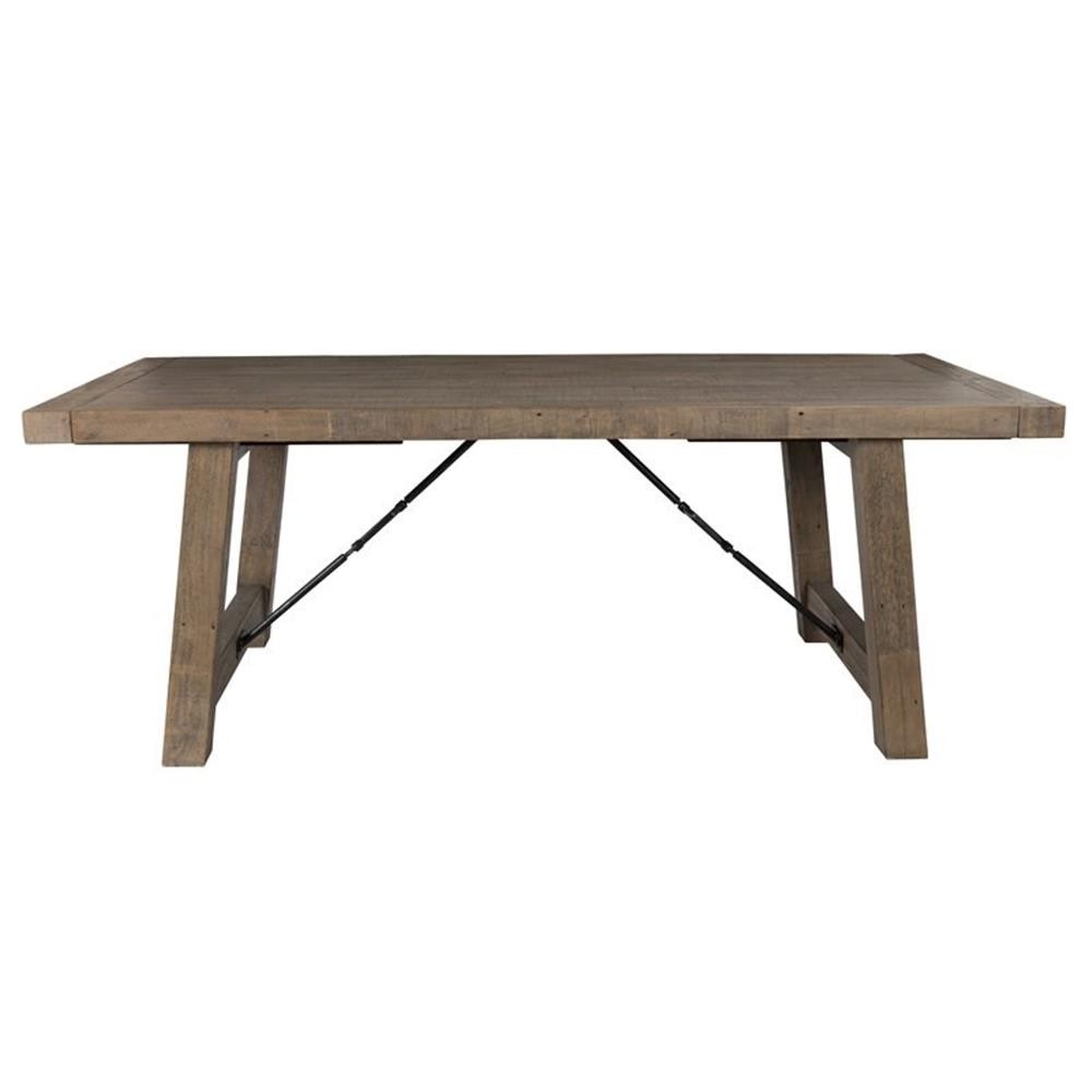 Pemberly Row 82″ Reclaimed Pine Extension Dining Table in Weathered Brown