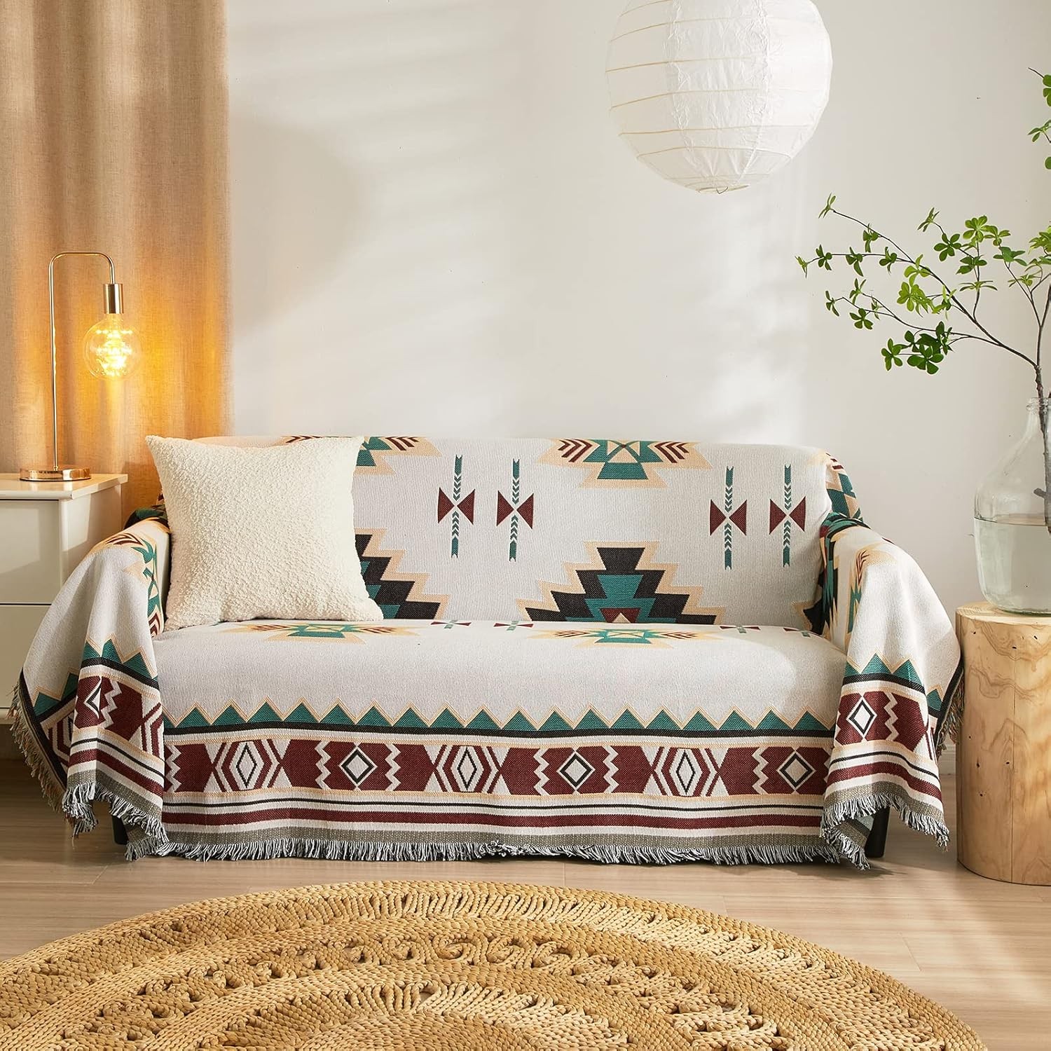 Aztec Couch Cover Blanket Boho Living Room Furniture Covers Farmhouse Home Decor