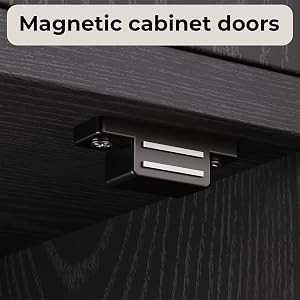 Bookshelf with Doors, Book Shelf with Storage Shelves, 74.6 in Tall Bookcase for