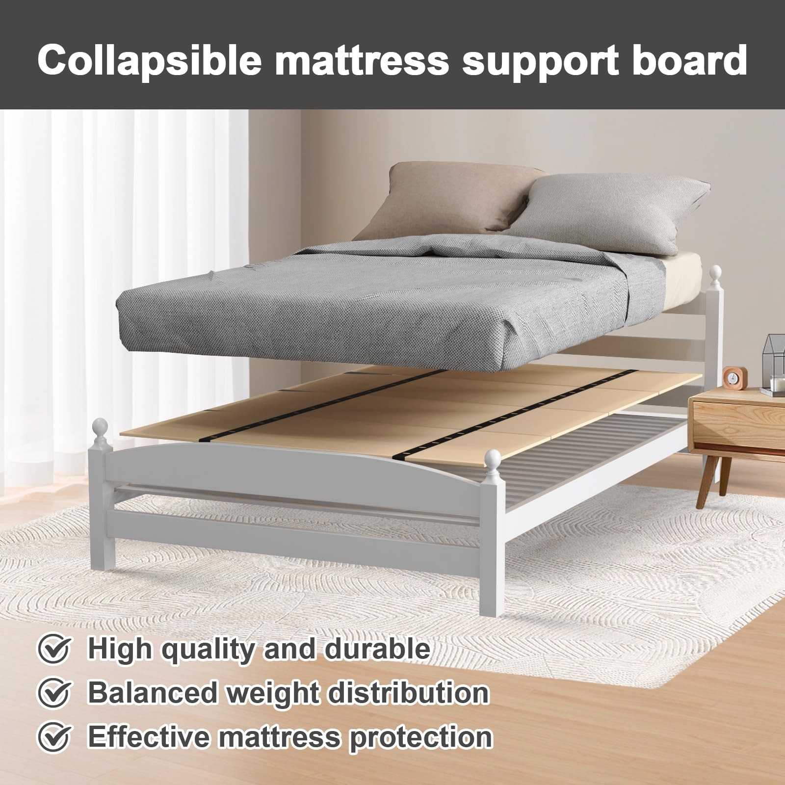 “Queen Bunkie Board – Wooden Bed Slats for Mattress Support, 30″x60″ Twin Size”