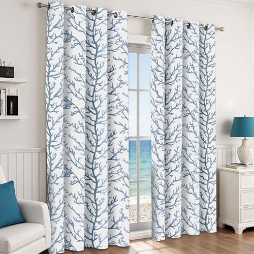 Nautical Coastal Curtains 52″W x 84″L (Pack of 2) Coastal-50% Blackout