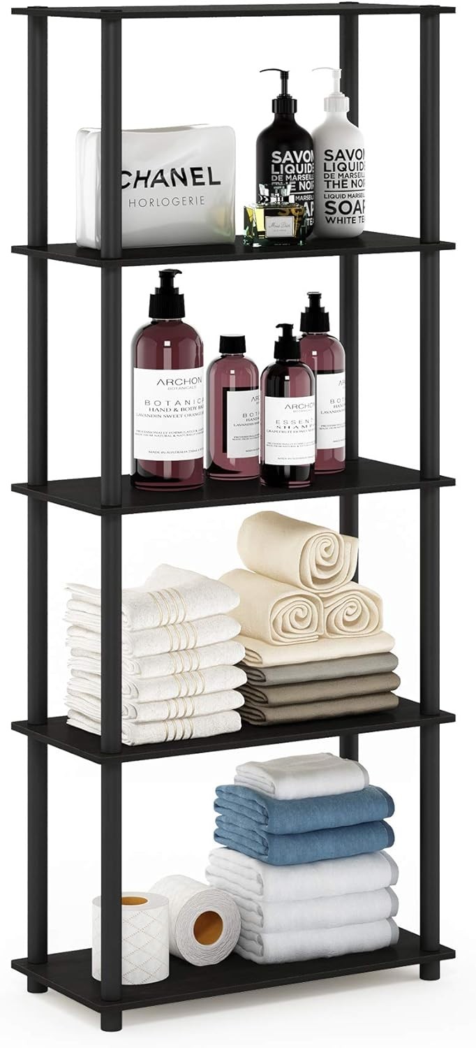 TURN-N-TUBE Storage Shelves 5-Tier Book Shelf Corner Shelf Toolless Open Shelves
