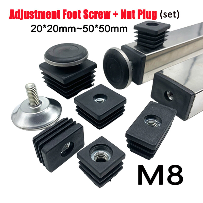 Set Stainless Steel Adjustable Feet + Plastic Plug Square Furniture Heightening