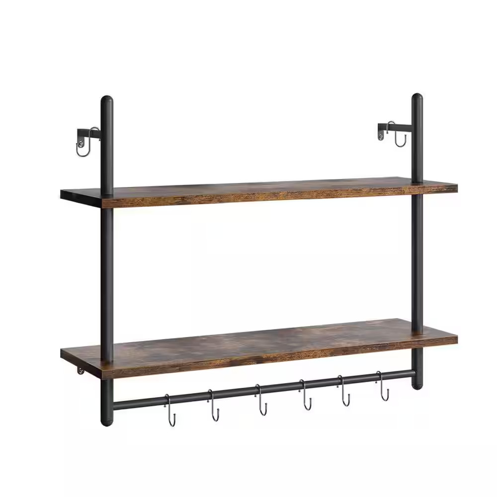 31.5 In. W X 9 In. D Kitchen Decorative Wall Shelf Towel Bar Hooks Wine Hanging