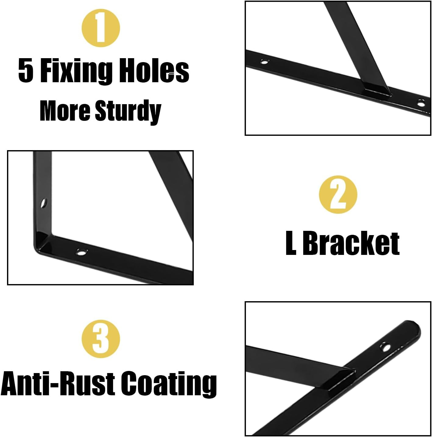 12″ X 8″ Heavy Duty Shelf Brackets with Screws Metal Shelves Supports Wall Mount