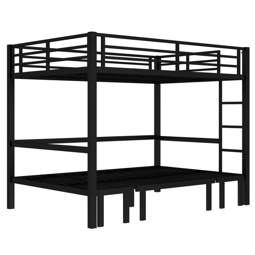 Queen over Queen Size Bed pull-out Metal Bunk Bed,lower bunk can be pulled out