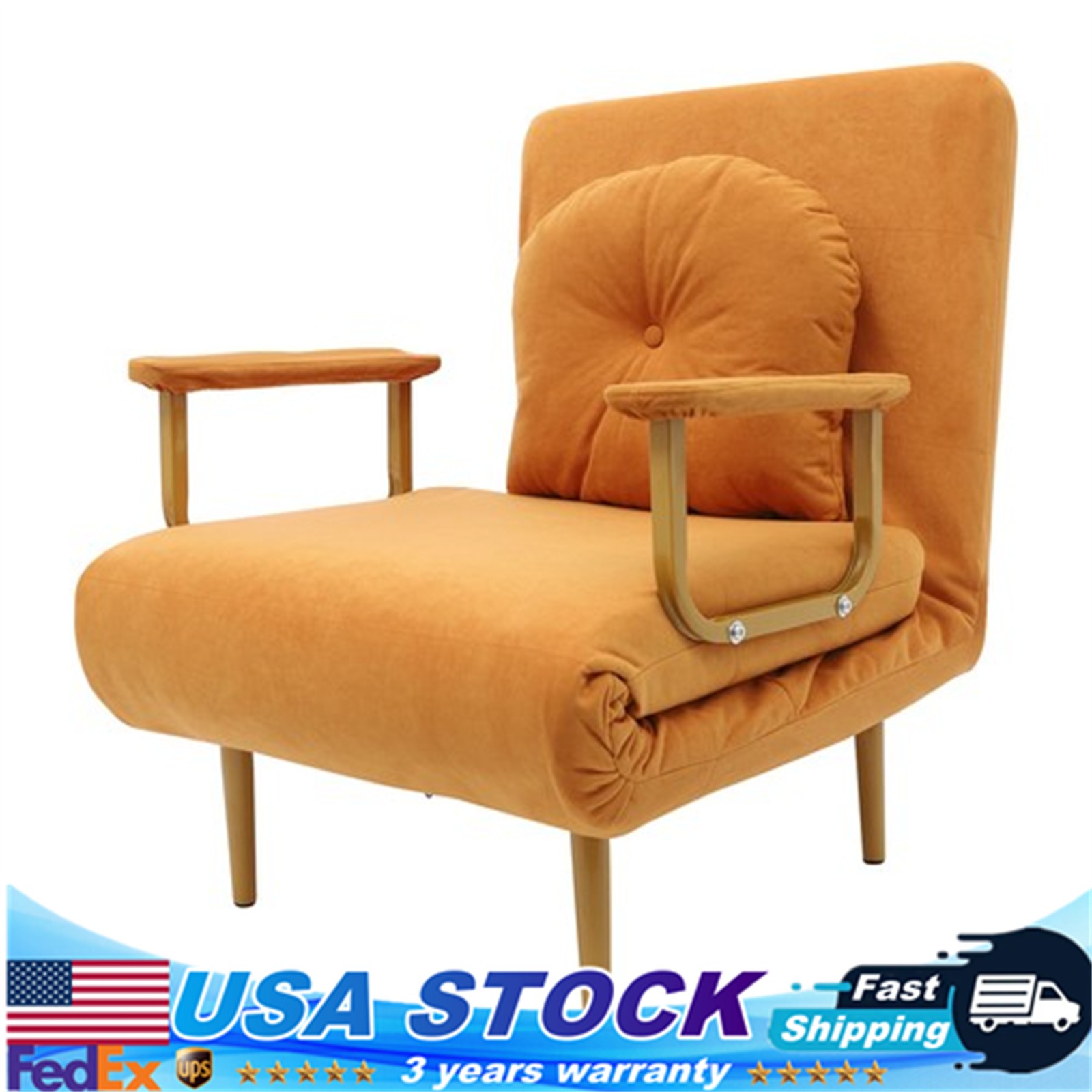 Convertible Sofa Bed Foldable Sofa Chair Bed Folding Sofa Bed Orange Living room