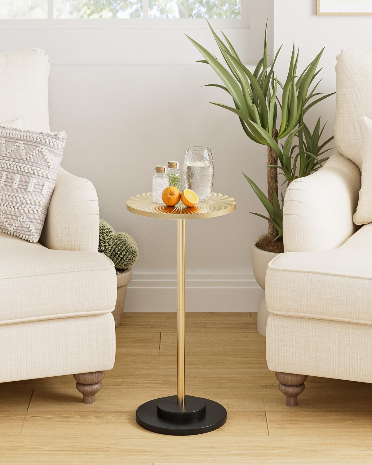 Round Side Table, Small Drink Table for Small Spaces, Modern Accent End Table…