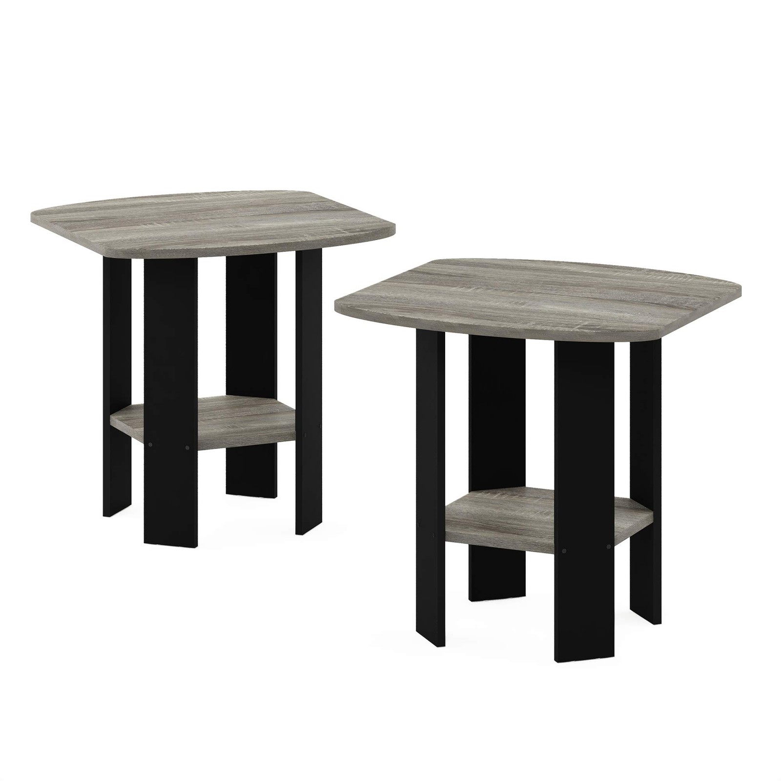 Furinno SIMPLE DESIGN Side 2-Pack, 2 Tiers, Standard Leg, French Oak/Black