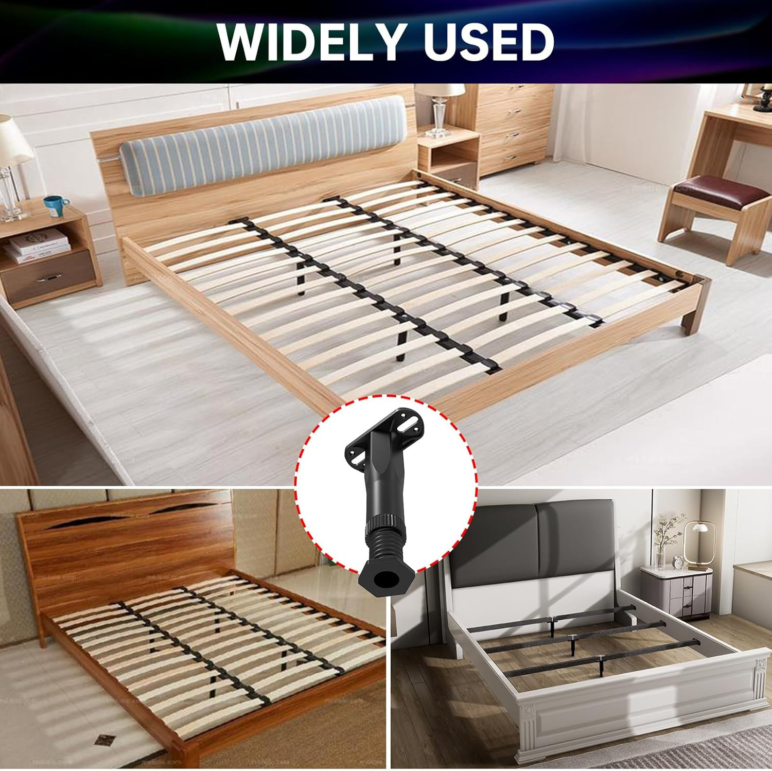 4PCS Adjustable Bed Frame Support Legs (8.3″-14.5″ ), Frame Center Slats Heavy S