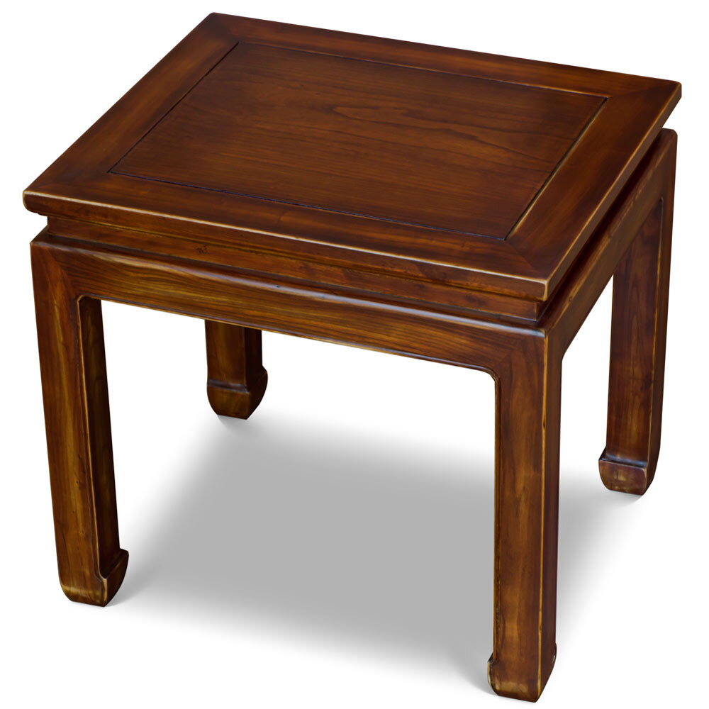 US Seller – Distressed Mahogany Elmwood Chinese Ming Lamp Table
