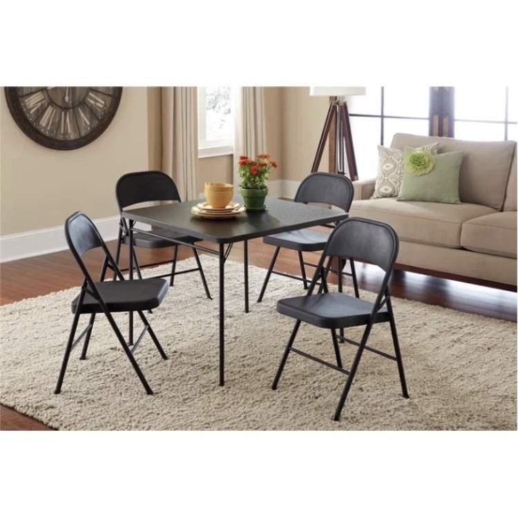 Mainstays All-Steel Metal Folding Chair, Black (Set of 4)