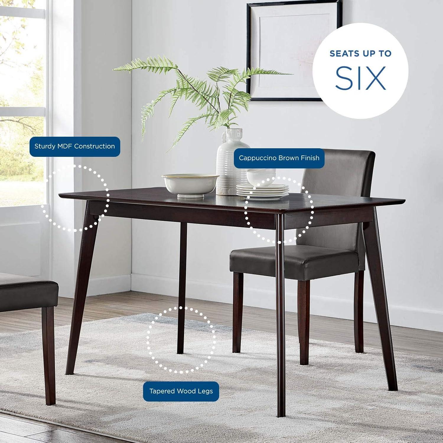 Cappuccino 47″ Rectangle Dining Table – Stylish & Modern Design