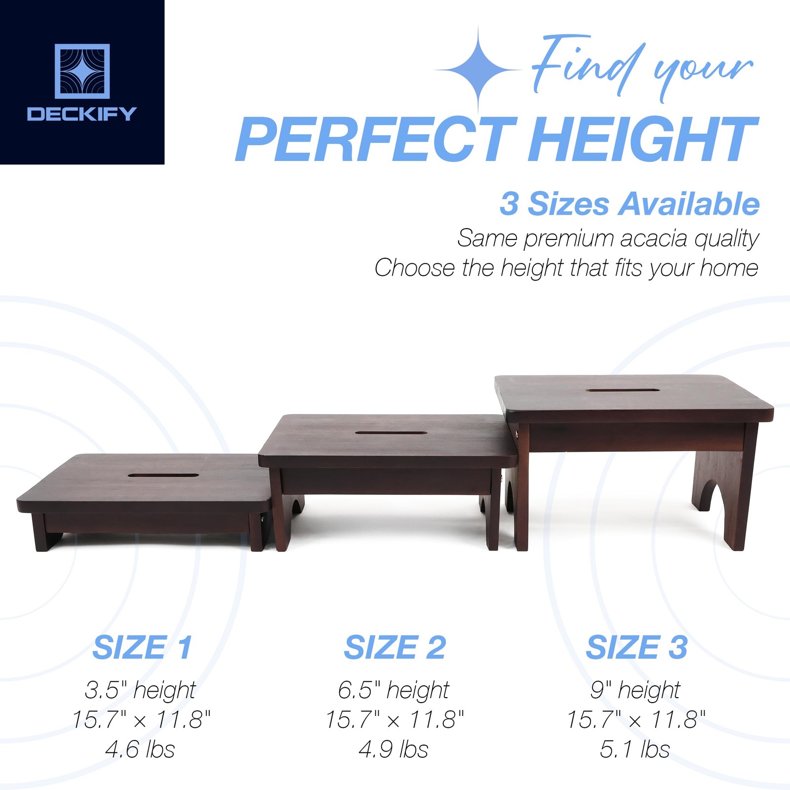 Wooden Step Stool 600 Lbs Acacia Wood 9 Inch Height – Non-Slip for Bed