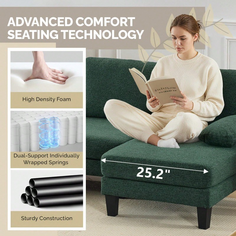 110′ U-Shaped Sectional Couch with Two Chaise Affordable Small Sofa with 4 Seats