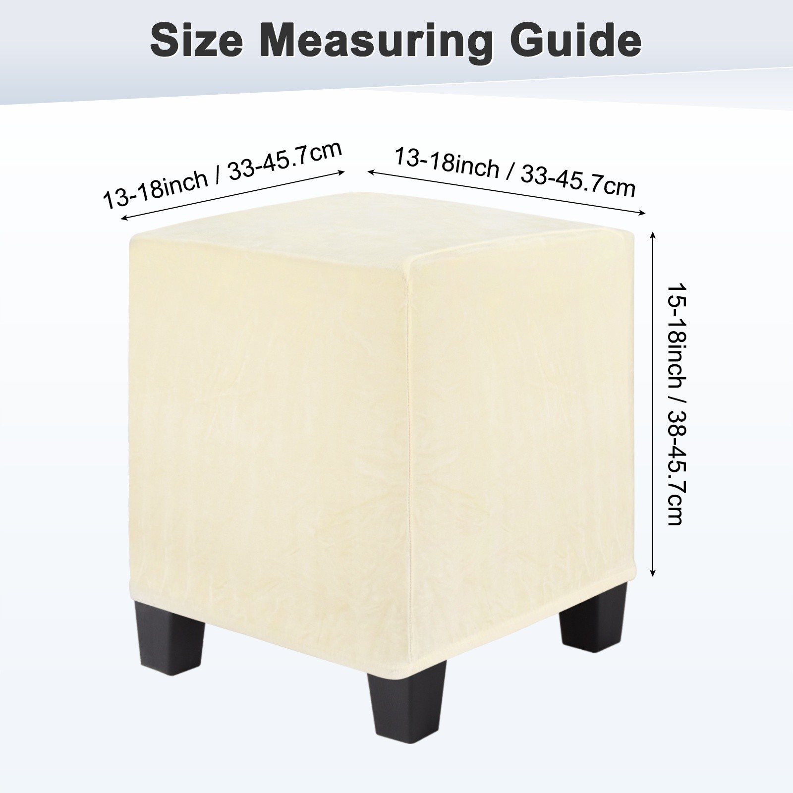 1-Pack 13″x13″x15″ Stretch Square Ottoman covers Footstool Protector Beige
