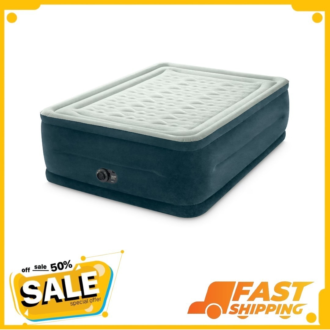 Intex 24″ Full Dream Lux Pillow Top Dura-Beam Airbed Mattress with Built-in Pump
