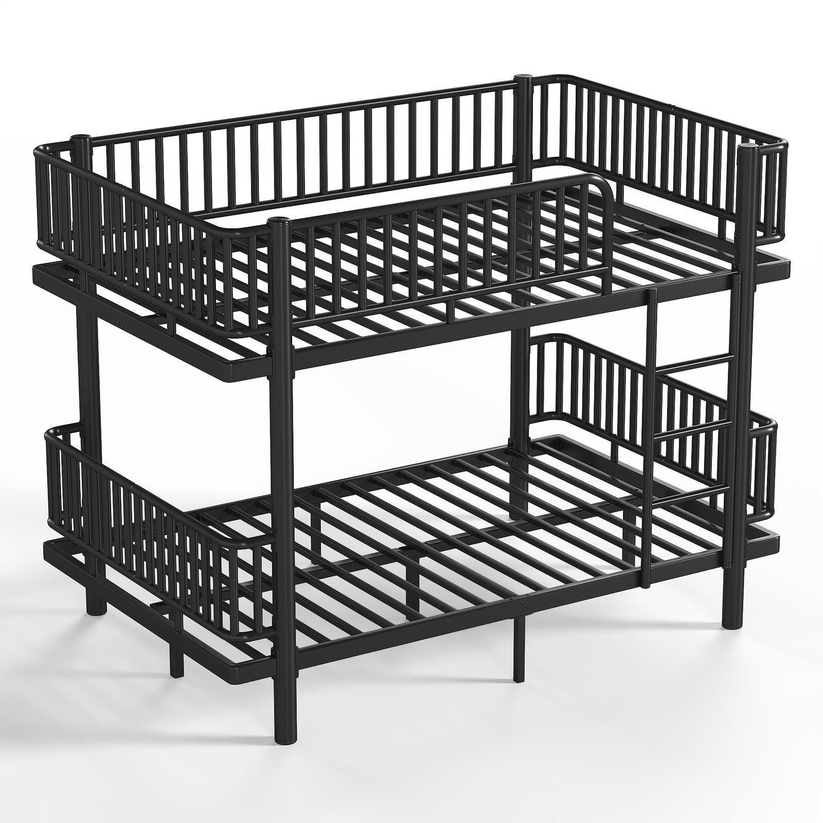 Full over Full/Queen over Queen Bunk Bed w/Ladders & Guardrails Metal Bunk Bed