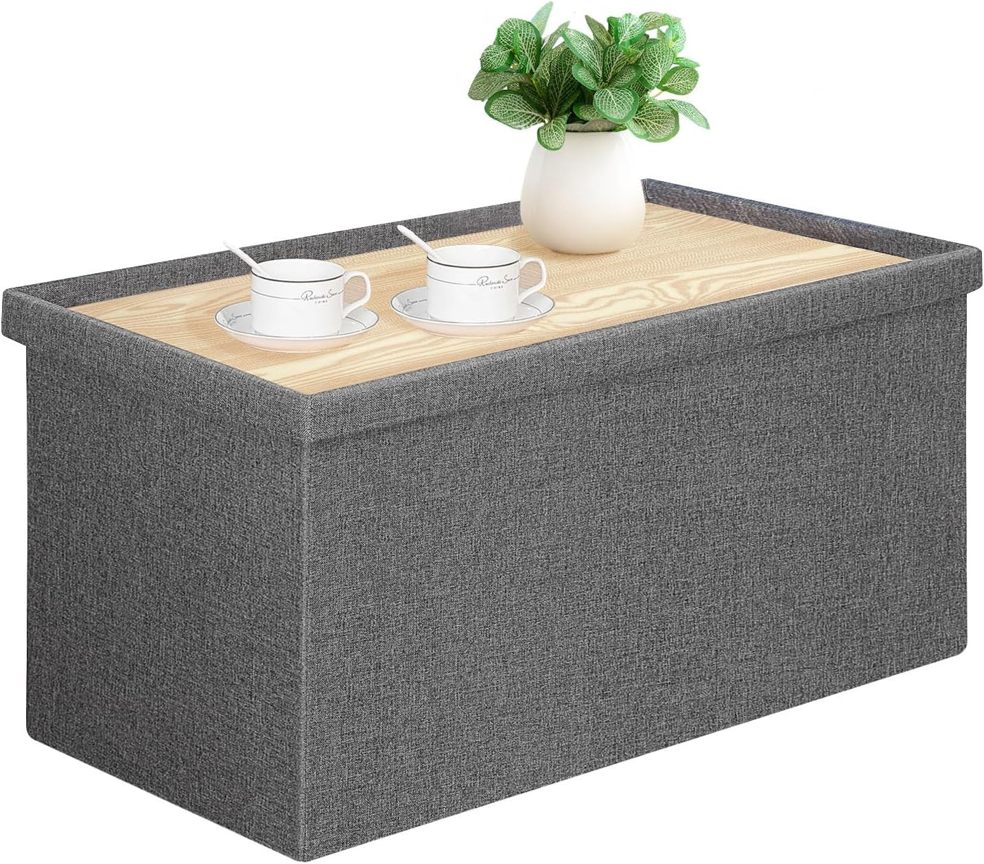 Versatile Folding Storage Ottoman Bench, 30″ Grey Cube, 550 lb Capacity