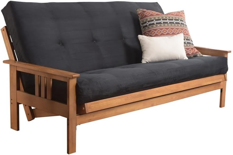 Cotton and Foam Full-Size Futon 7″ Mattress in Suede Black-Frame Not Included