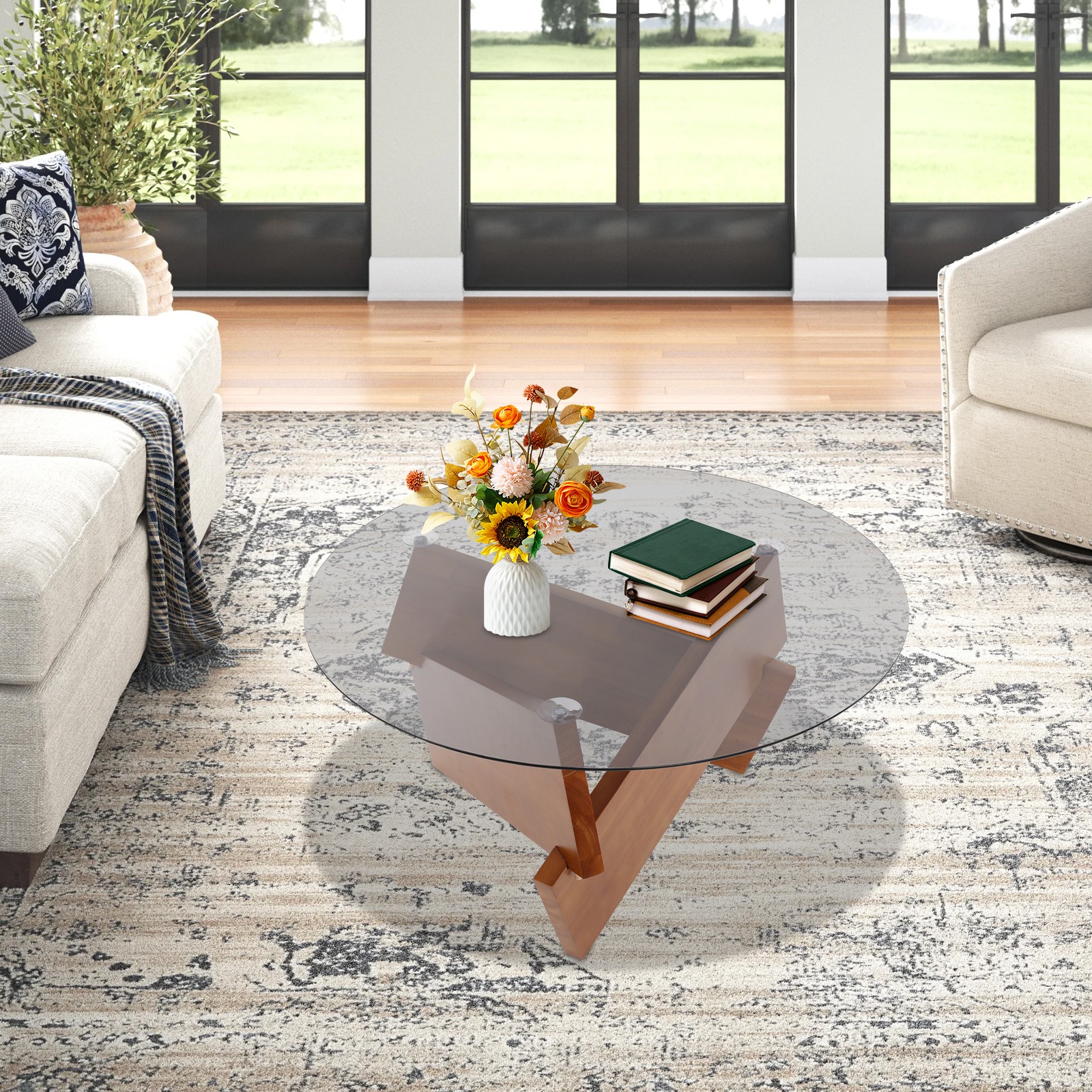 Modern Side Table Side Table with Tempered Glass Top End Table for Living Room