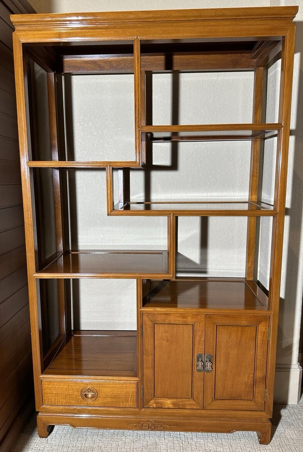 Polim Ming-style Teak Wood Open-face Display Cabinet