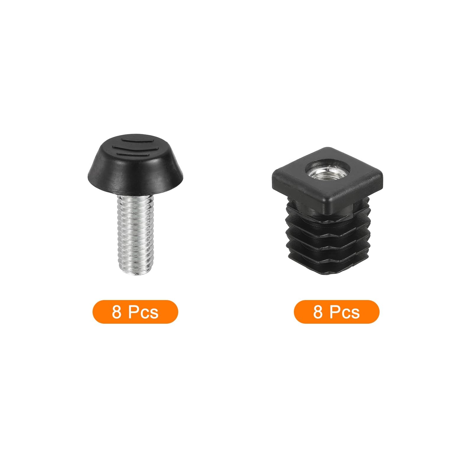 uxcell 8 Set Leveling Feet, M8x20x20mm Plastic Adjustable M8x20x20mm, Black