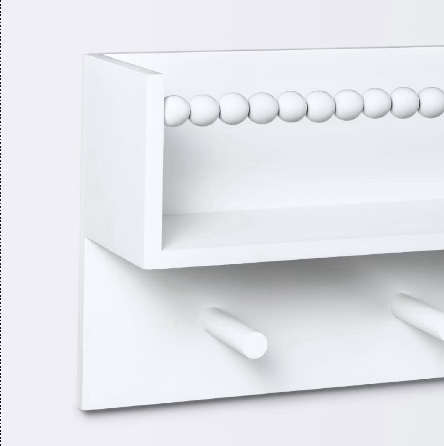 Cloud Island Beaded Wall Shelf With Hooks (20in W X 10in H X 5in D)