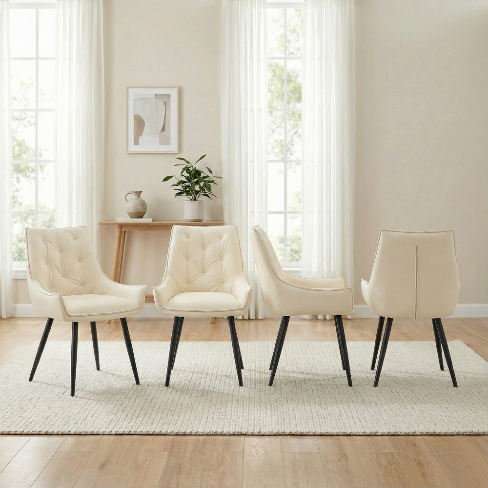 Faux Leather Dining Chair Featuring Gold Mesh Pattern With Legs Includes Cushion