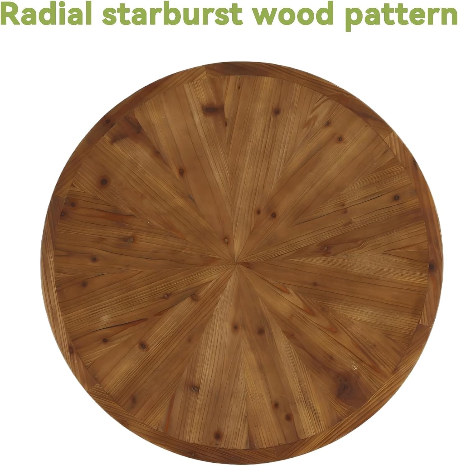 Solid Wood Round Coffee Table, 2-Tier Farmhouse Center Table for Living Room