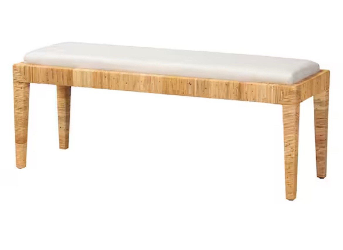 Sofia Natural Rattan Bench (20.1 in. H x 48 in. W x 15.7 in. D)