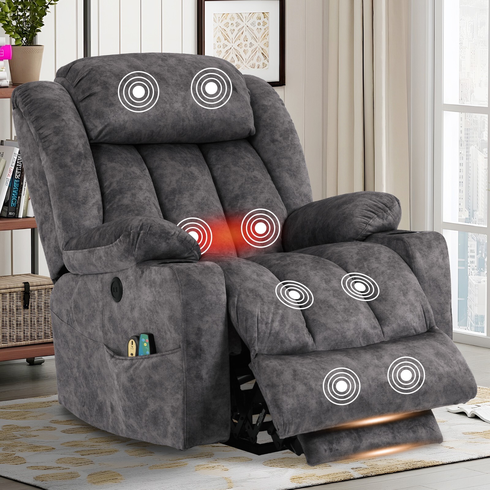 Big Tall Power Lift Chair Massage and Heat Recliner Chair with Extended Footrest