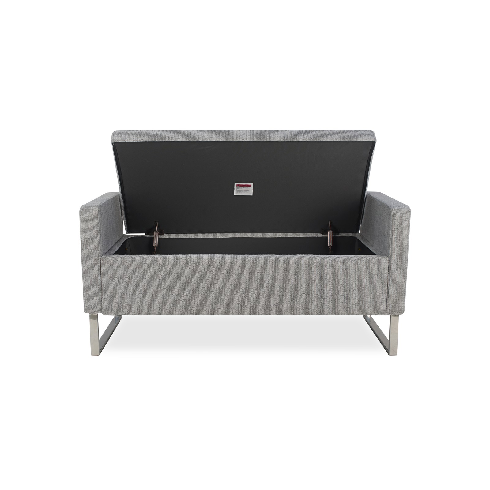 Upholstered Storage Ottoman Bench for Living Room, Bedroom, Grey w/ Metal Base