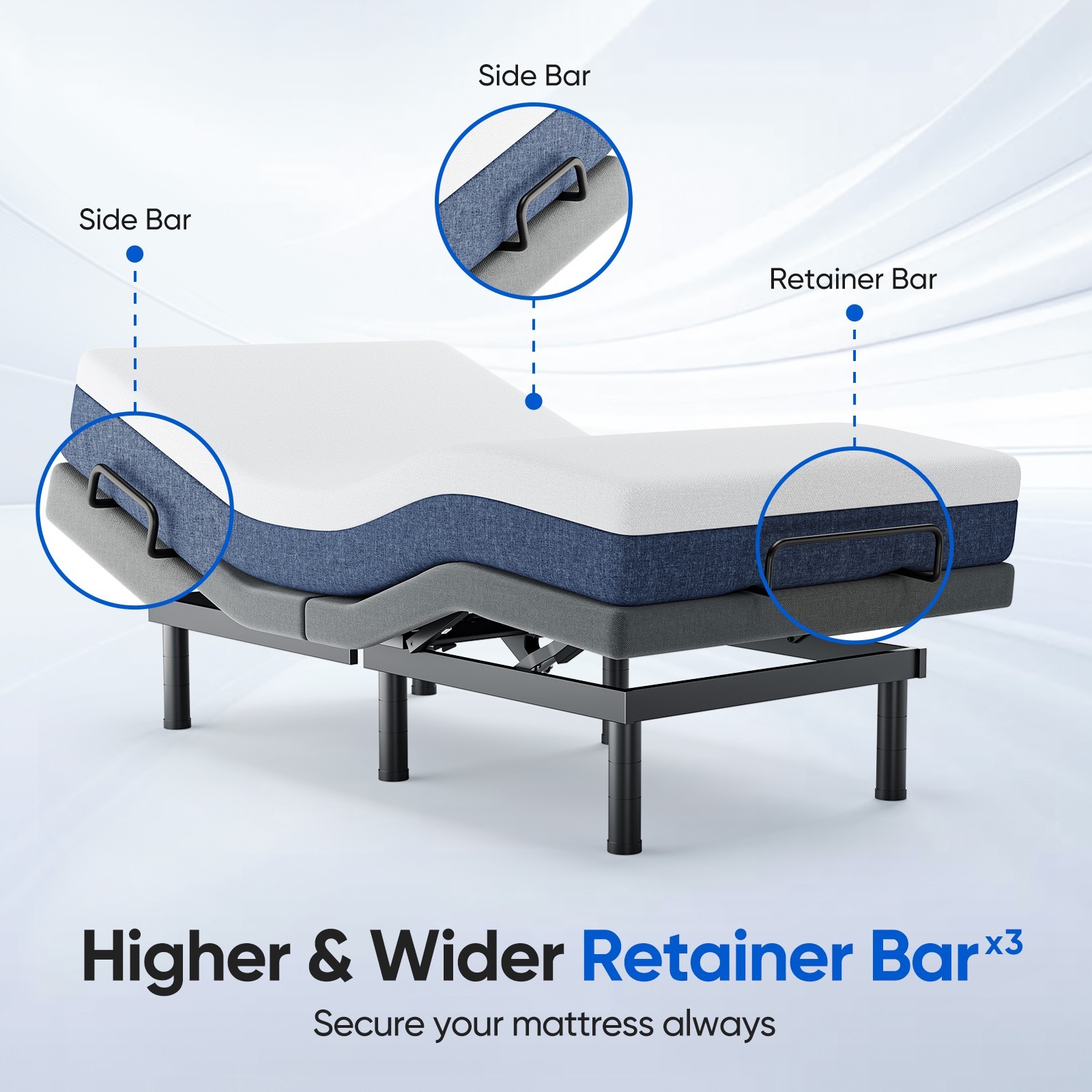 1000LBS Power Base Adjustable Bed Frame Wireless Remote Dual Motor Twin XL Size