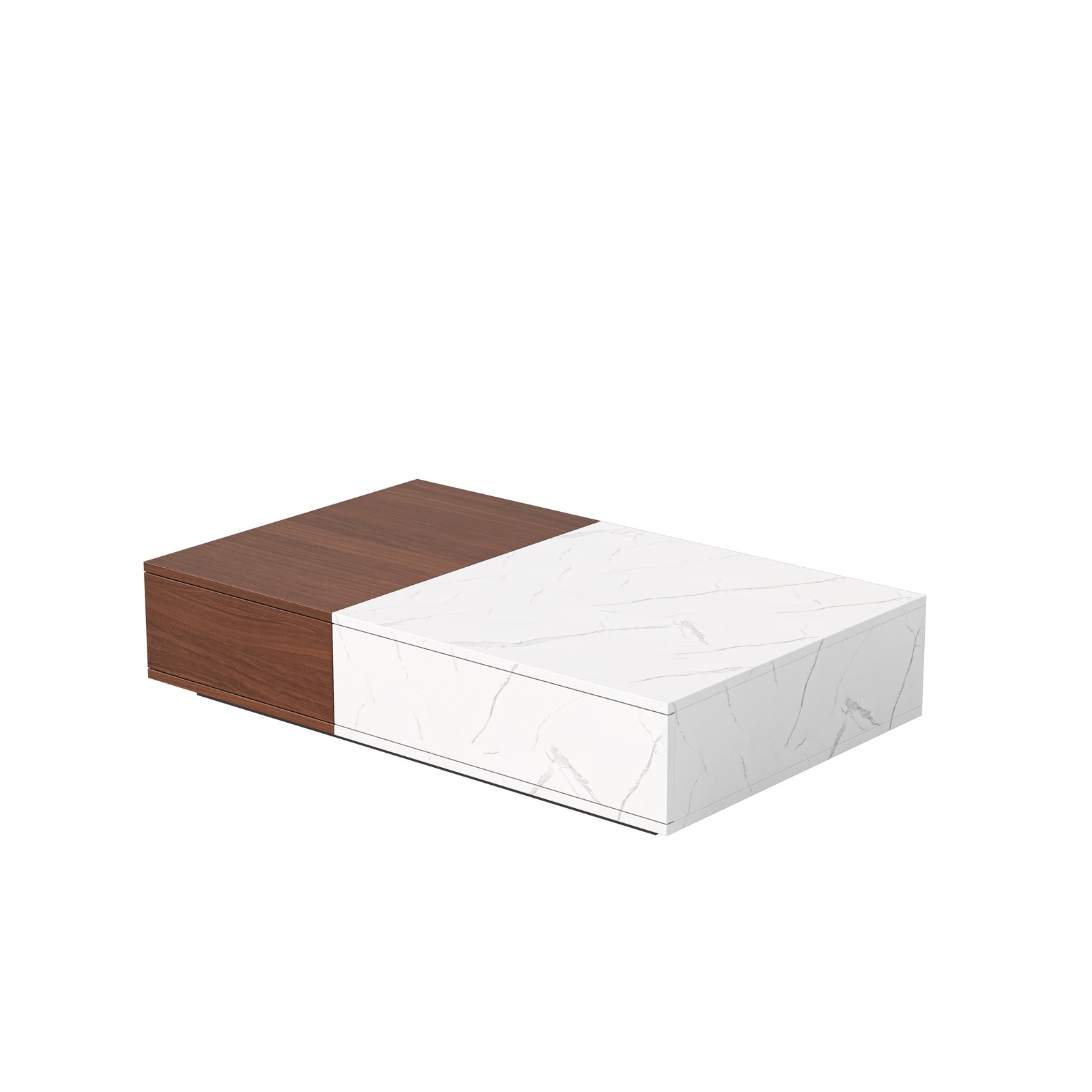 Coffee Table Walnut with 2 Storage Spaces Living Room Modern Style NEW