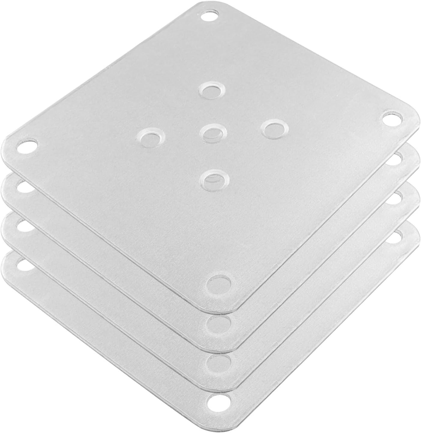 4Pcs Silver Metal Mounting Plates 9x9cm(3.54″x3.54″), 5 Hole Zinc Plated Brac…