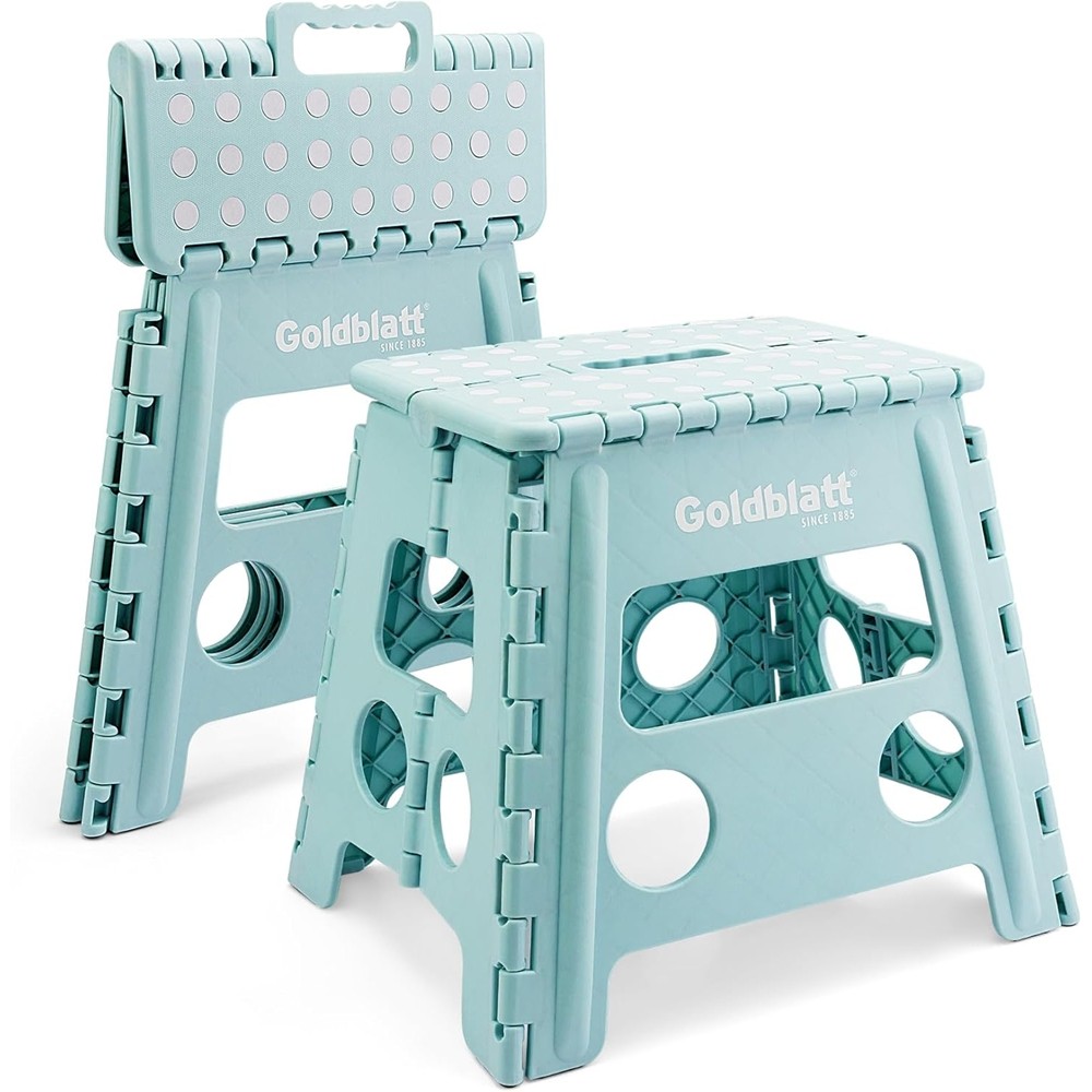 Goldblatt 2PC 12.5″ Folding Step Stool Heavy Duty Plastic Stool 300 lbs Capacity