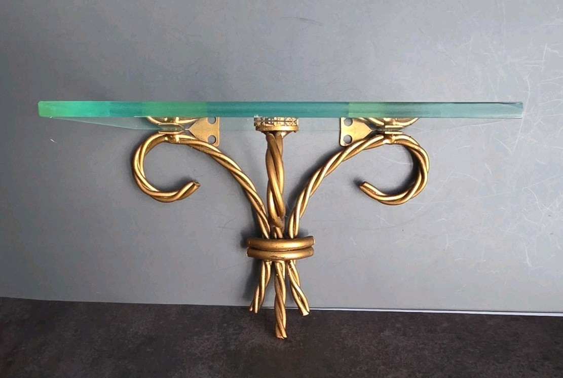 1970-1980s Gold Twisted Rope w/ Glass Shelf
