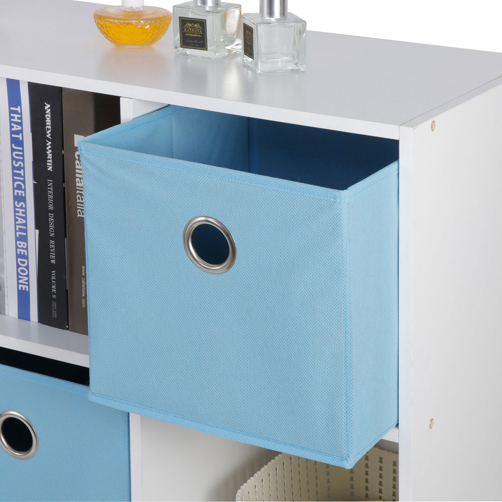 6 Cube Bookcase Rack Storage Shelves with Bins Storage Organizer Home Office