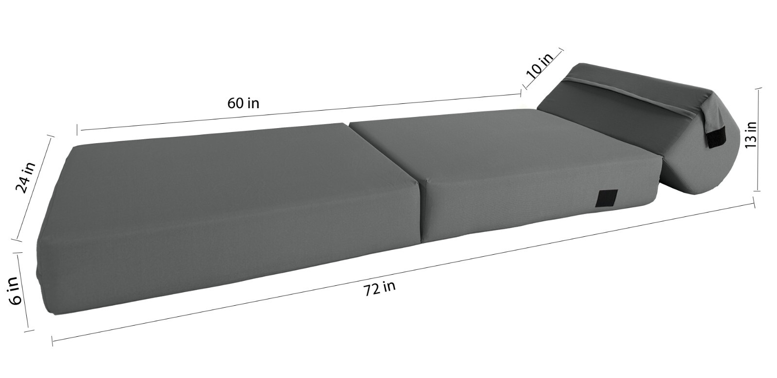 Gray Sleeper Chair Folding Foam Beds, Portable Sleepover Couch Pad 6 x 24 x 70