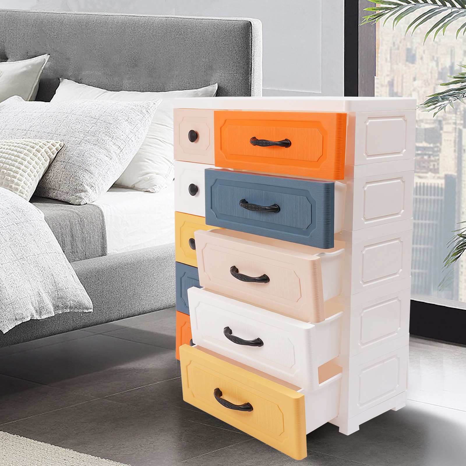 5-Tier Storage Cabinet, 10 Drawers Organizer, 75*31*88cm Floor Corner Cabinet