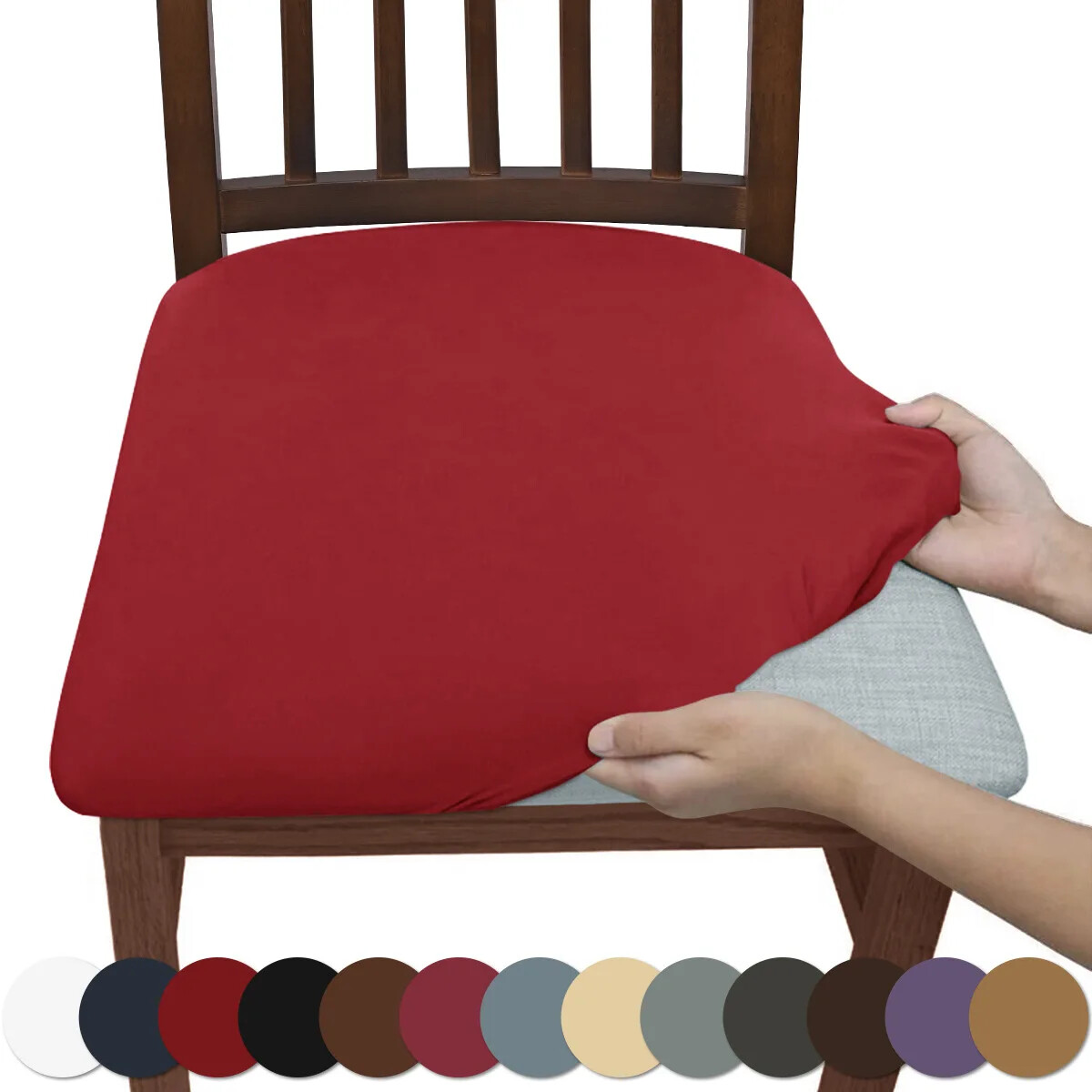 Chair Seat Covers with Ties Stretch Chair Covers Protectors for Kitchen Chairs
