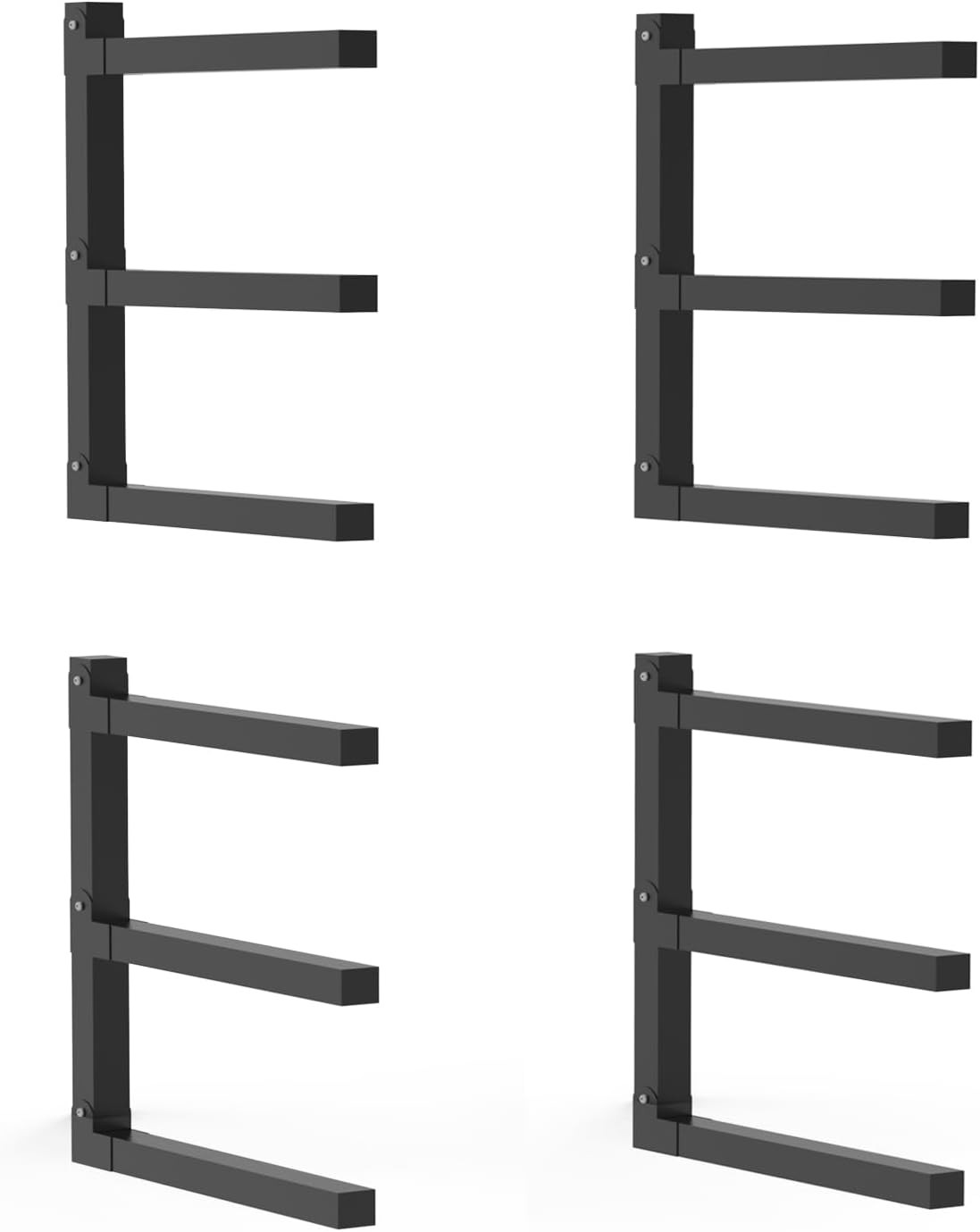 Lumber Storage Metal Rack, 3-Level Wall-Mounted Organizer and Wood Rack, Indoor