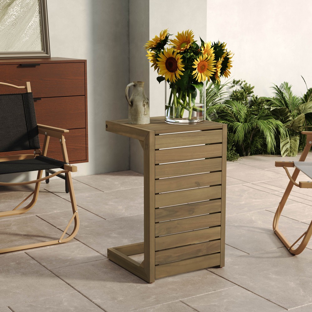 C-shape end table Brown