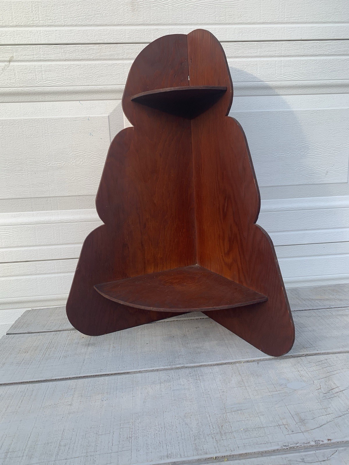 Vintage Wood Corner Shelf 2 Tier Freestanding Rustic Cottage Decor Plywood 25.5”