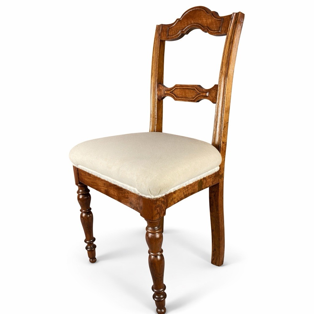 Pair of Vintage Italian Restored Walnut Veneered Chairs 49cm